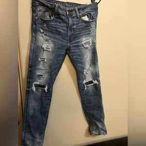 American Eagle Outfitters Blue Skinny Distressed Jeans